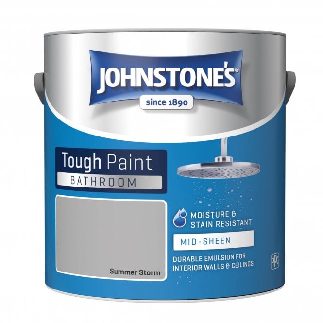 Summer Storm Soft Sheen Emulsion - Johnstones Bathroom Mid Sheen Wall and Ceiling Paint