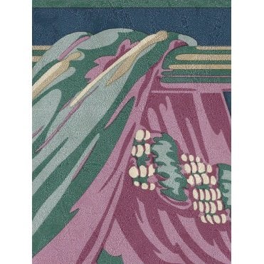 Swags Navy Vinyl Border by Crown 80074