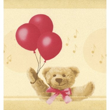 Teddy Bear Party Cream / Red 10 Metre Border by Decor Maison 1214