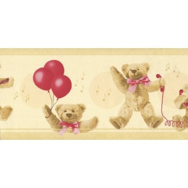 Teddy Bear Party Cream / Red 10 Metre Border by Decor Maison 1214
