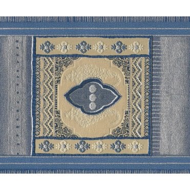 Thai Kalaga Elephants Blue / Gold Textured Border E04201