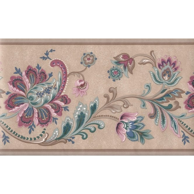 Traditional Pink Floral Border by Crown 58990