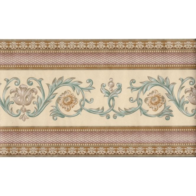 Traditional Rosette Terracotta / Green Border by Holden 15429