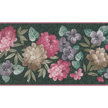 Tuscany Floral Pink / Black 10 Metre Border by Storeys 9582-01