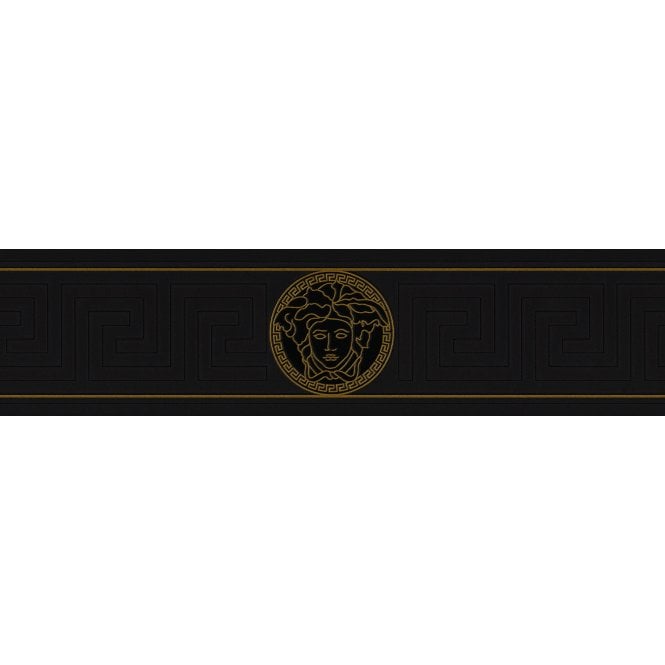 Versace Home Greek Key Black and Gold Luxury Wallpaper Border by AS Creation 93522-4