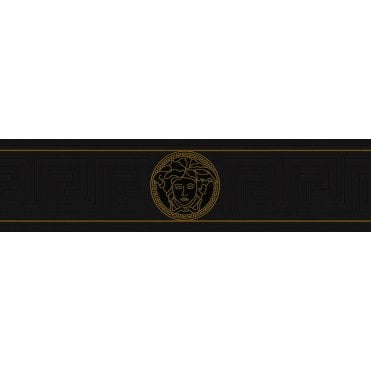 Versace Home Greek Key Black and Gold Luxury Wallpaper Border by AS Creation 93522-4
