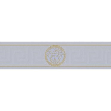 Versace Home Greek Key Silver / Gold Luxury Wallpaper Border by AS Creation 93522-5