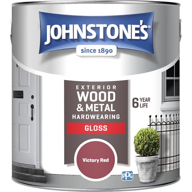Victory Red Exterior Hardwearing Gloss - Johnstones Exterior Wood & Metal Paint