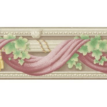 Vines Mouldings & Swags Pink / Beige Border by Holden 29157