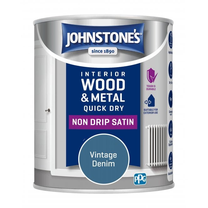 Vintage Denim Quick Dry Satin - Johnstones Interior Wood & Metal Paint