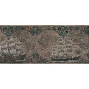 Imperial Scan | World Map Antique Gold Wallpaper Border 57809