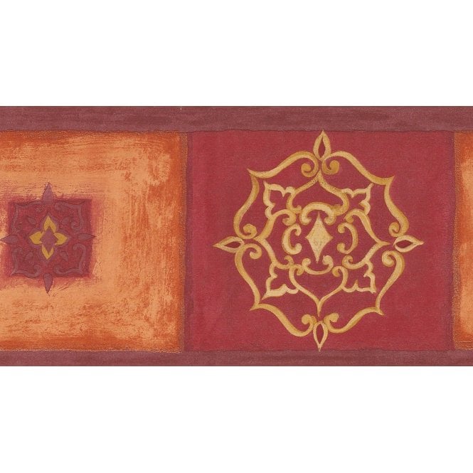 Yves Ottoman Motif Red / Orange Border by Coloroll 29-144