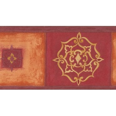 Yves Ottoman Motif Red / Orange Border by Coloroll 29-144