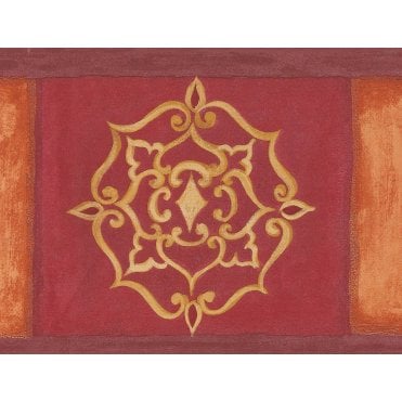 Yves Ottoman Motif Red / Orange Border by Coloroll 29-144